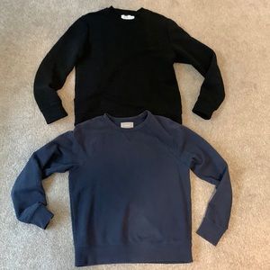 Sweatshirt (Crew) - 2 size Small (Black and Navy) Topman and Everlane